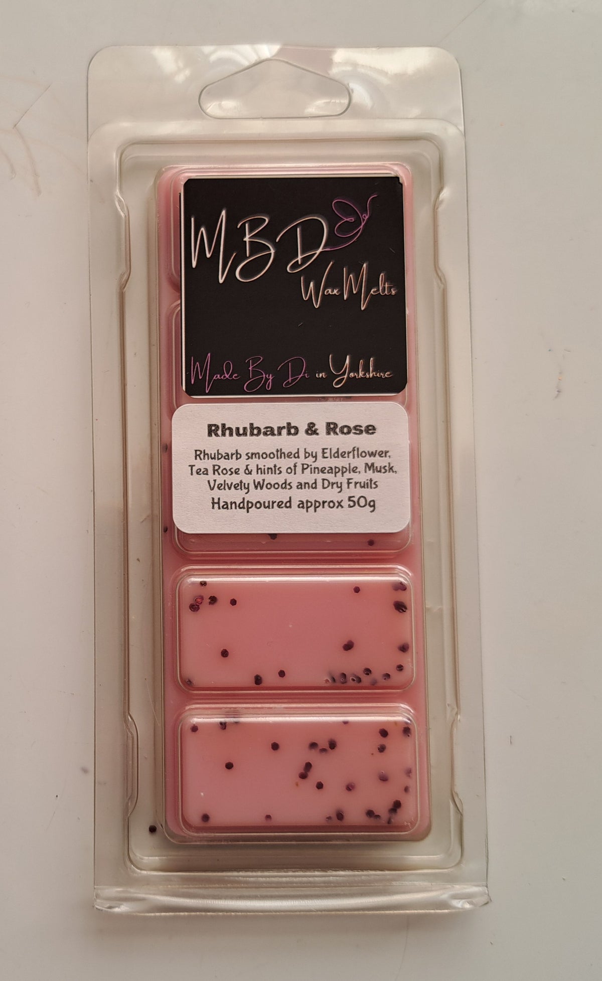Rhubarb & Rose Wax Melts 50g Snap Bar