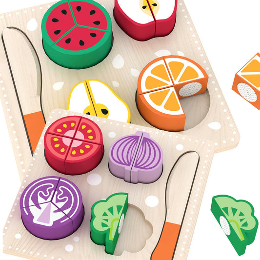 Wooden Fruit & Vegetable Puzzle Play Set