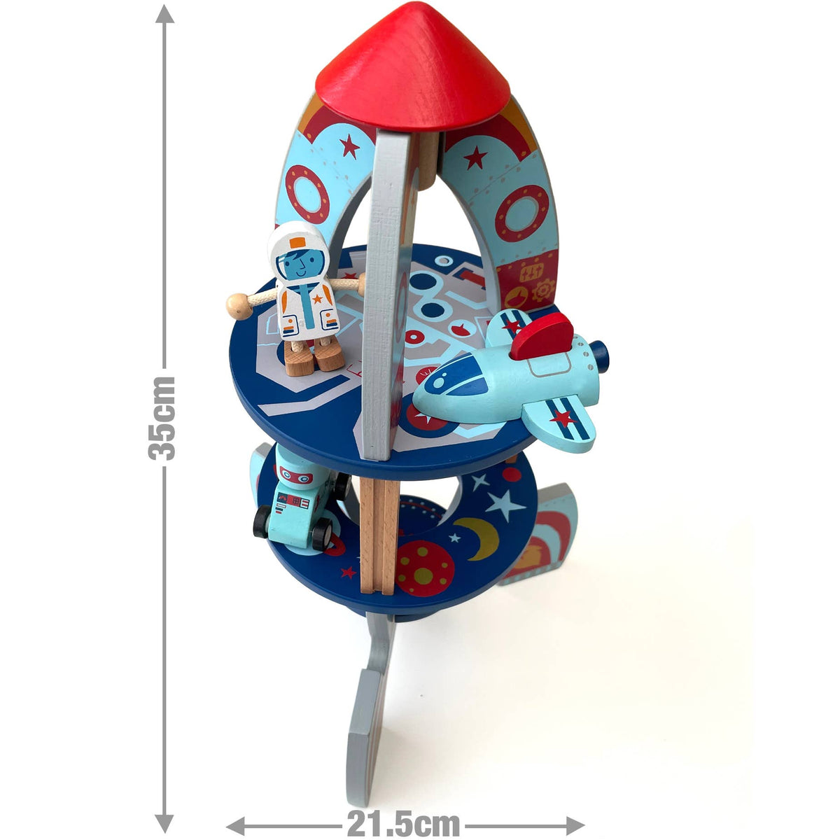 QPACK - Wooden Space Rocket with Play Pieces