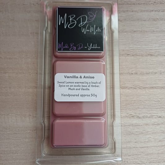 Vanilla & Anise Wax Melts 50g Snap Bar