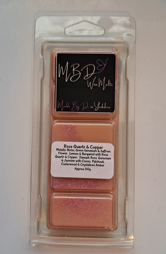 Rose Quartz & Copper Wax Melts 50g Snap Bar