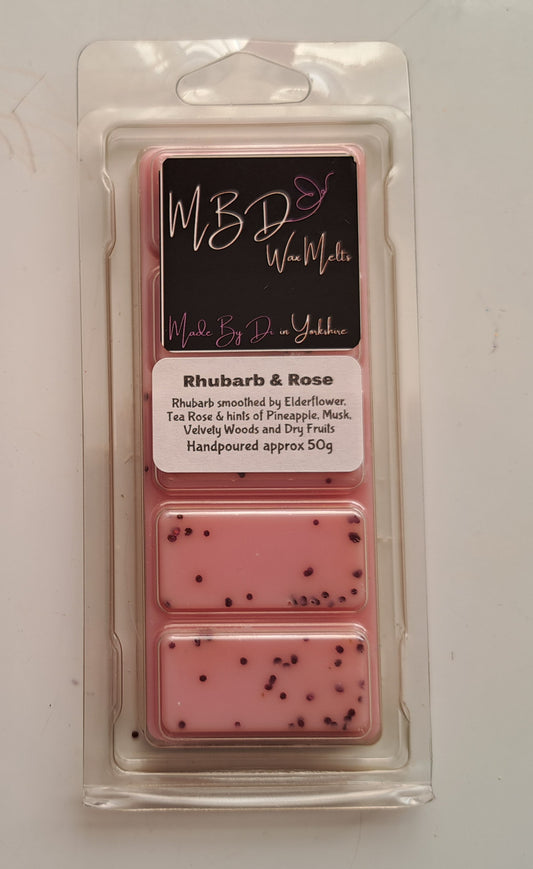 Rhubarb & Rose Wax Melts 50g Snap Bar