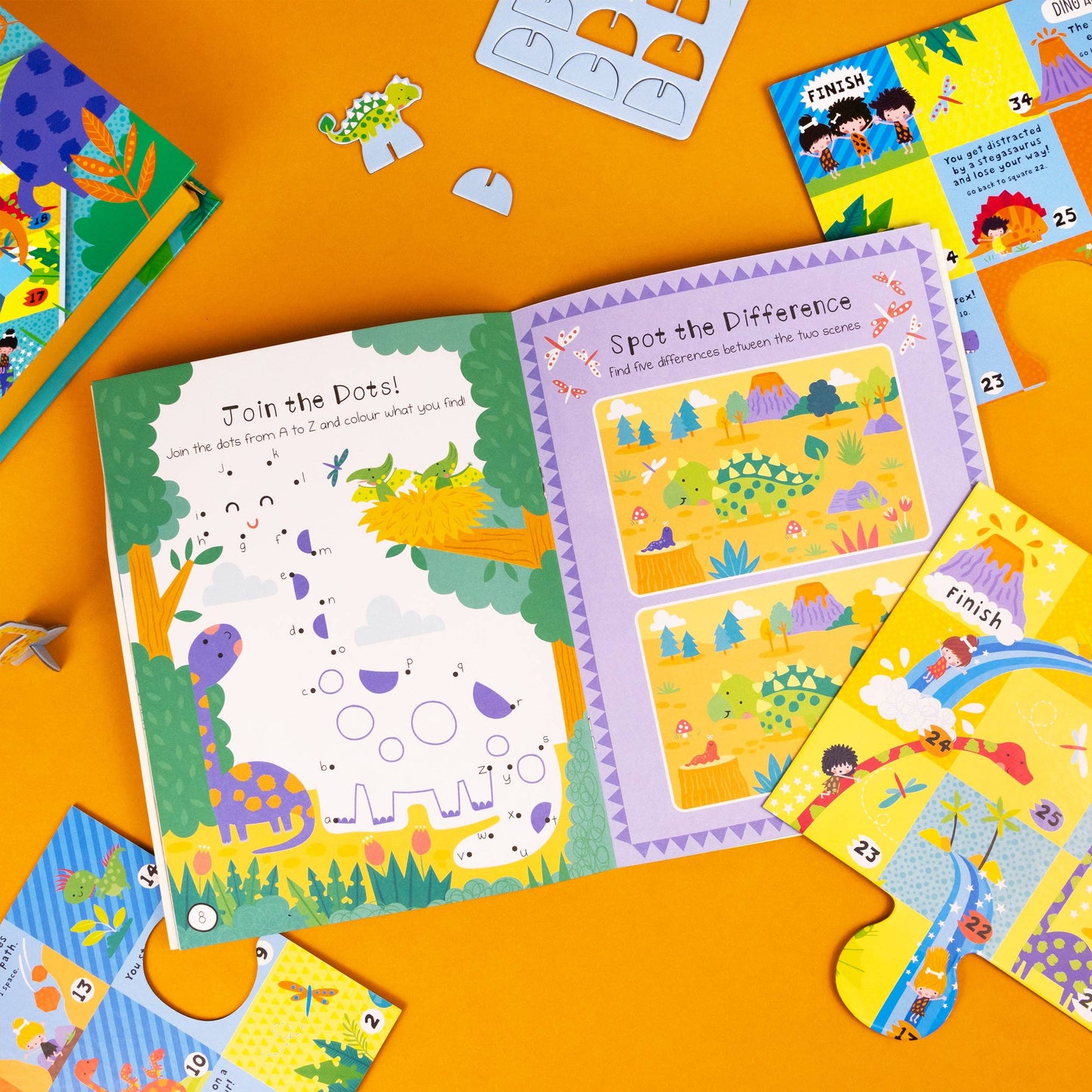 Dinosaur Board Game Set - Includes 2 Games and Activity Book