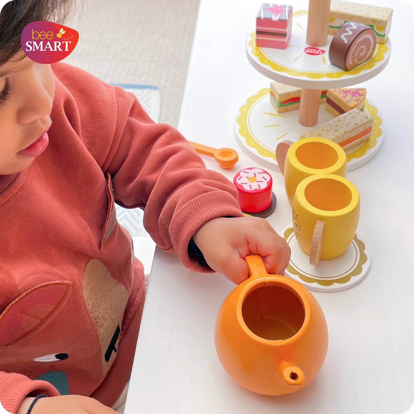 Wooden Afternoon Tea Set with Tea Pot