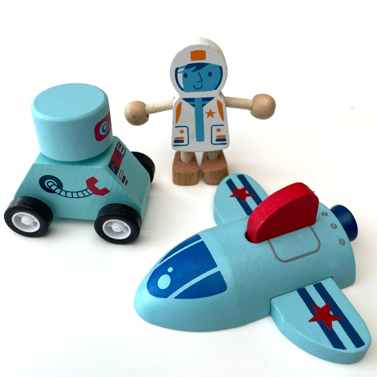QPACK - Wooden Space Rocket with Play Pieces