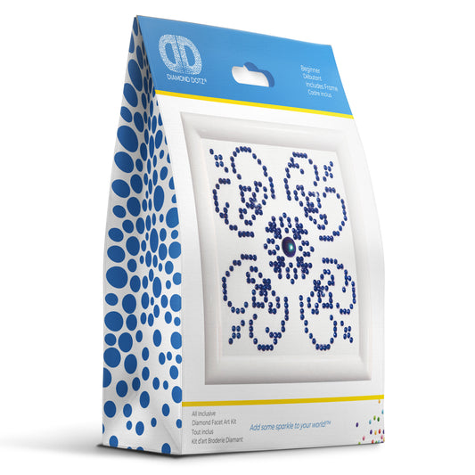 Diamond Dotz Diamond Painting Kit: Blue on White: with Frame 9.5 x 9.5cm