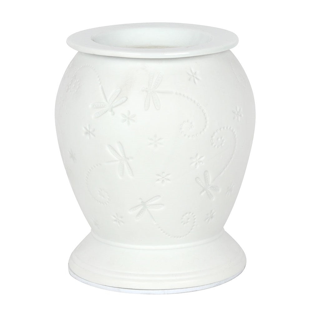 White Ceramic Electric Dragonfly Burner