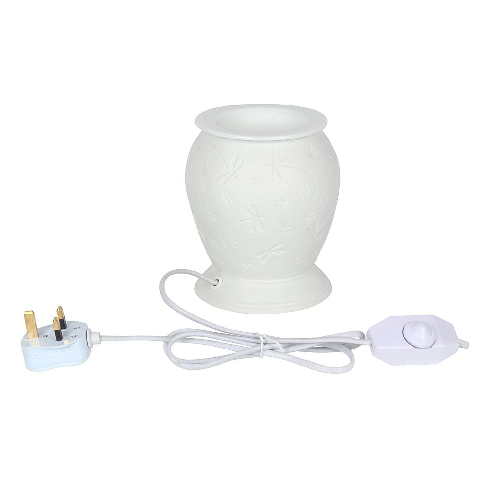 White Ceramic Electric Dragonfly Burner