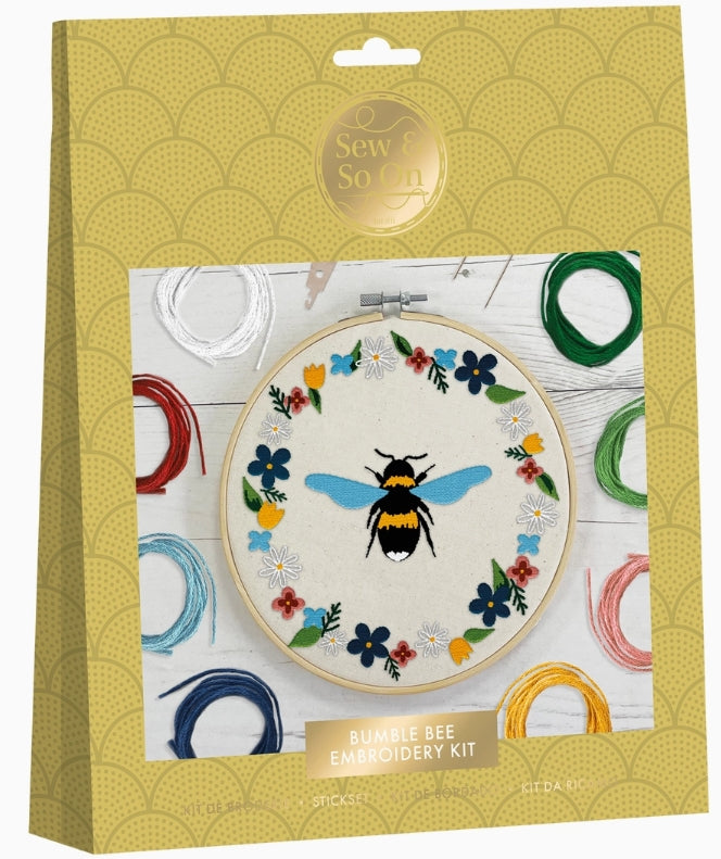 Embroidery Kit Bee Thread Stitching Fabric Bamboo Hoop Instructions