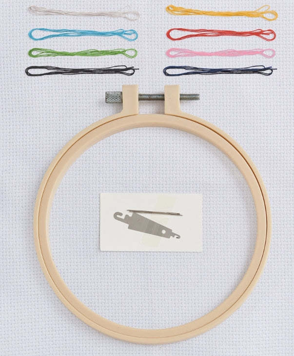 Embroidery Kit Bee Thread Stitching Fabric Bamboo Hoop Instructions