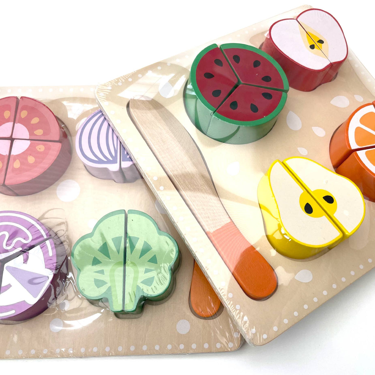 Wooden Fruit & Vegetable Puzzle Play Set