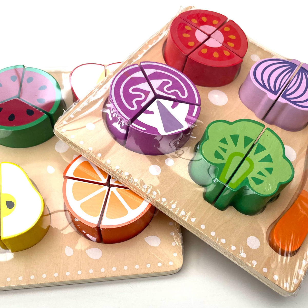 Wooden Fruit & Vegetable Puzzle Play Set