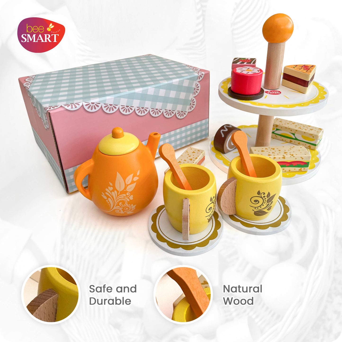 Wooden Afternoon Tea Set with Tea Pot