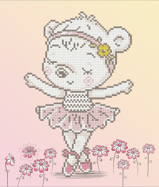 Diamond Dotz Diamond Painting Kit: 'Ballet Bear'  Intermediate Level 32cm x 32cm